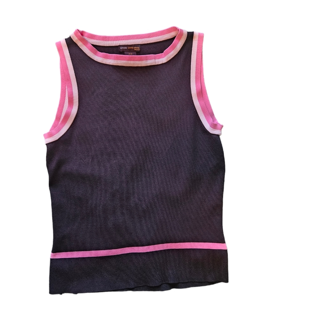 Grace Dane Lewis Pink And Black Rayon Top